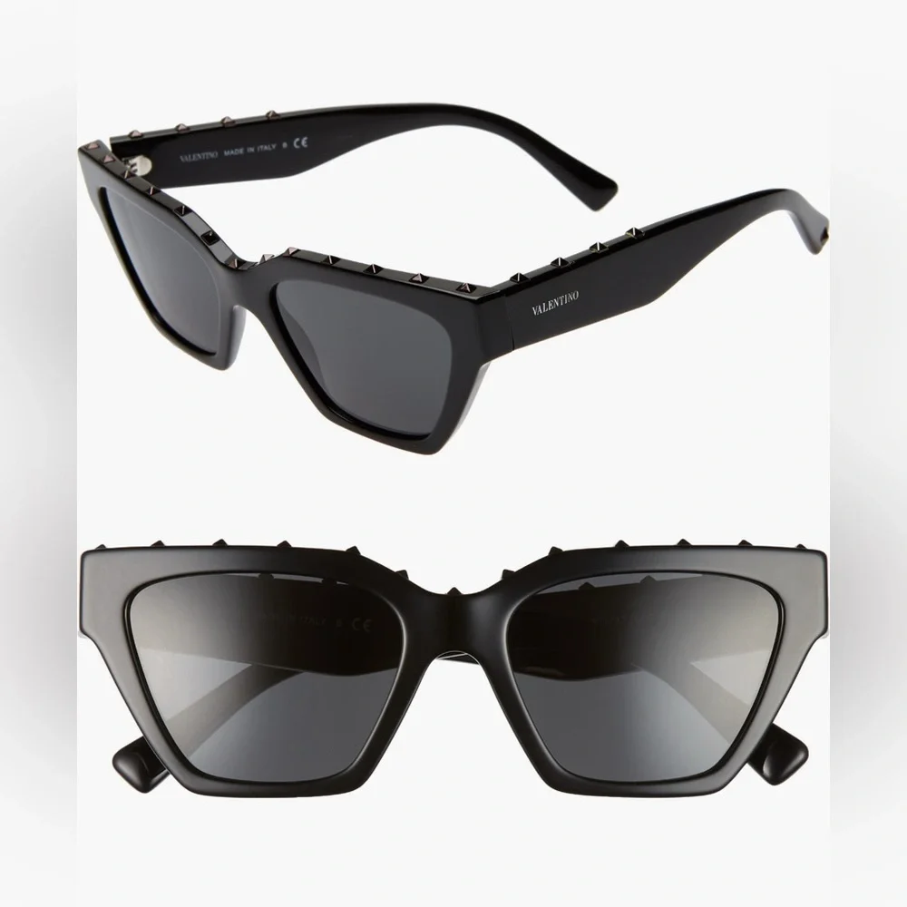 Valentino 53mm Rockstud Cat Eye Sunglasses in Black New - Picture 2 of 12